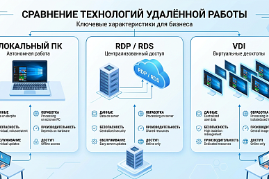 Как выбрать удалённый рабочий стол для бизнеса: RDP, VDI или локальный ПК?